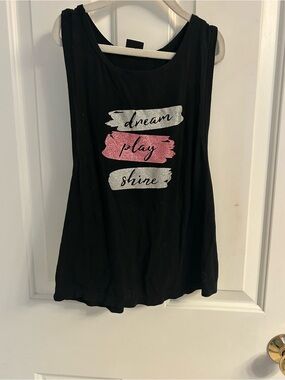 Girls' Black Glitter Graphic Tank Top - Dream Play Shine